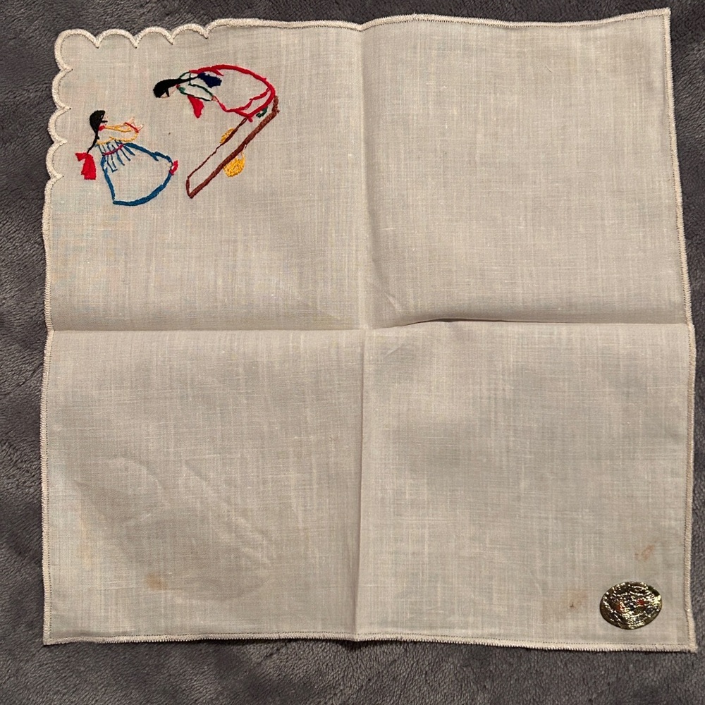 Vintage Cottage Industry Korean Handkerchief 9”